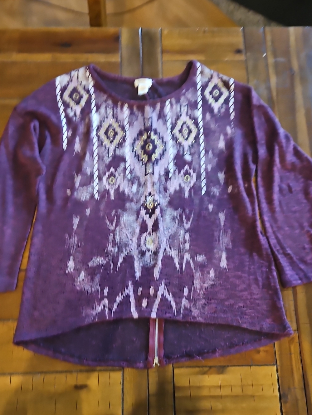 Madison Purple Embroidered Long Sleeve Sweater